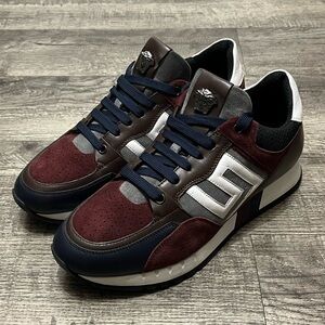 Versace Men's Sneakers in Burgundy, Navy, and White